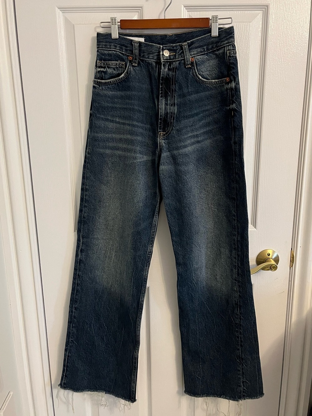 Zara Men's Dark Blue Relaxed Wide-Leg Jeans